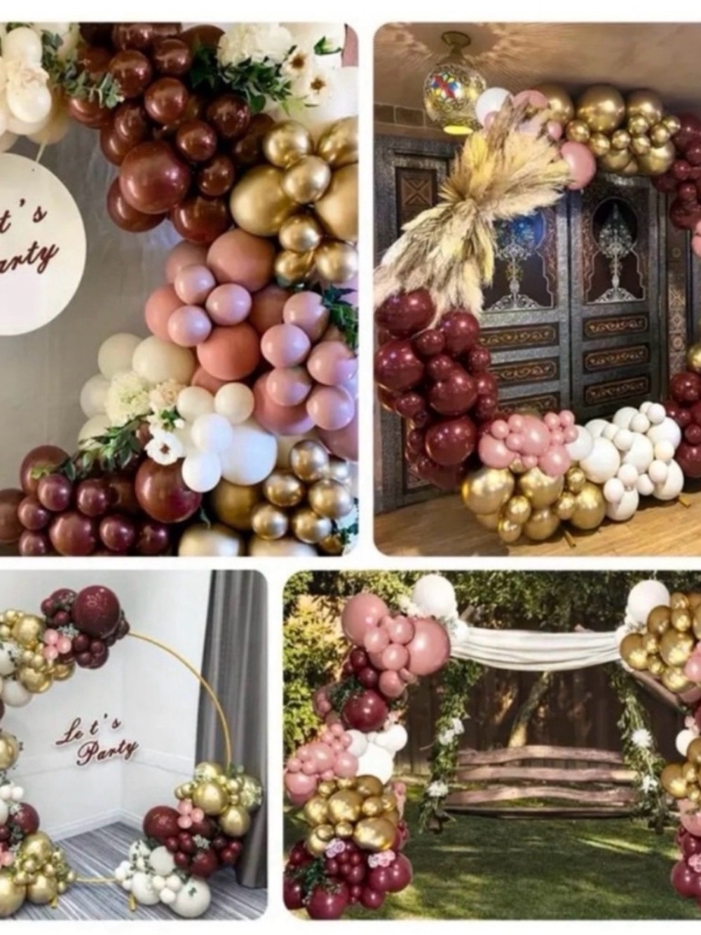 Elegant Burgundy & Rose Gold Party Balloon Garland - Picture 3 of 4